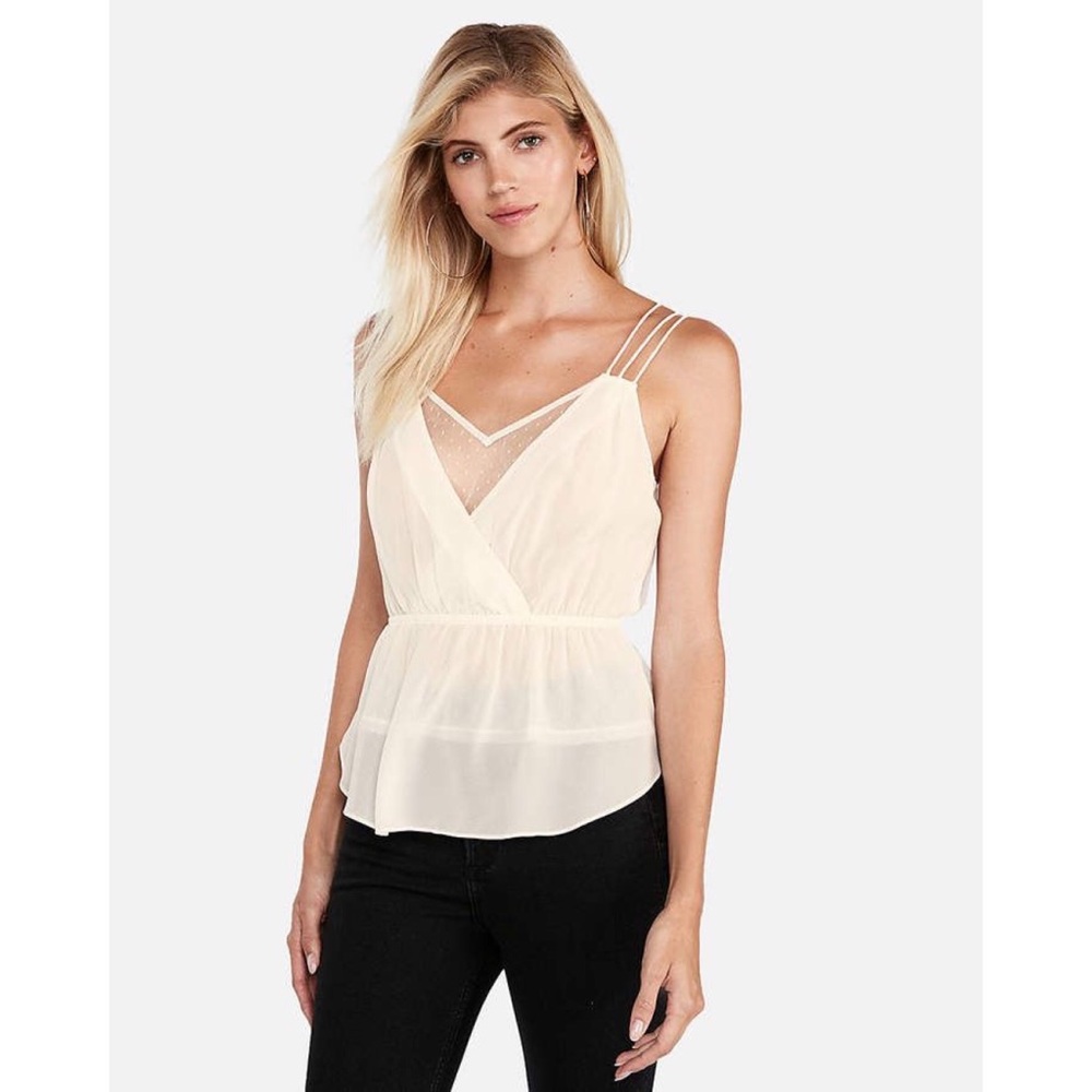 Express White Strappy Peplum Cami